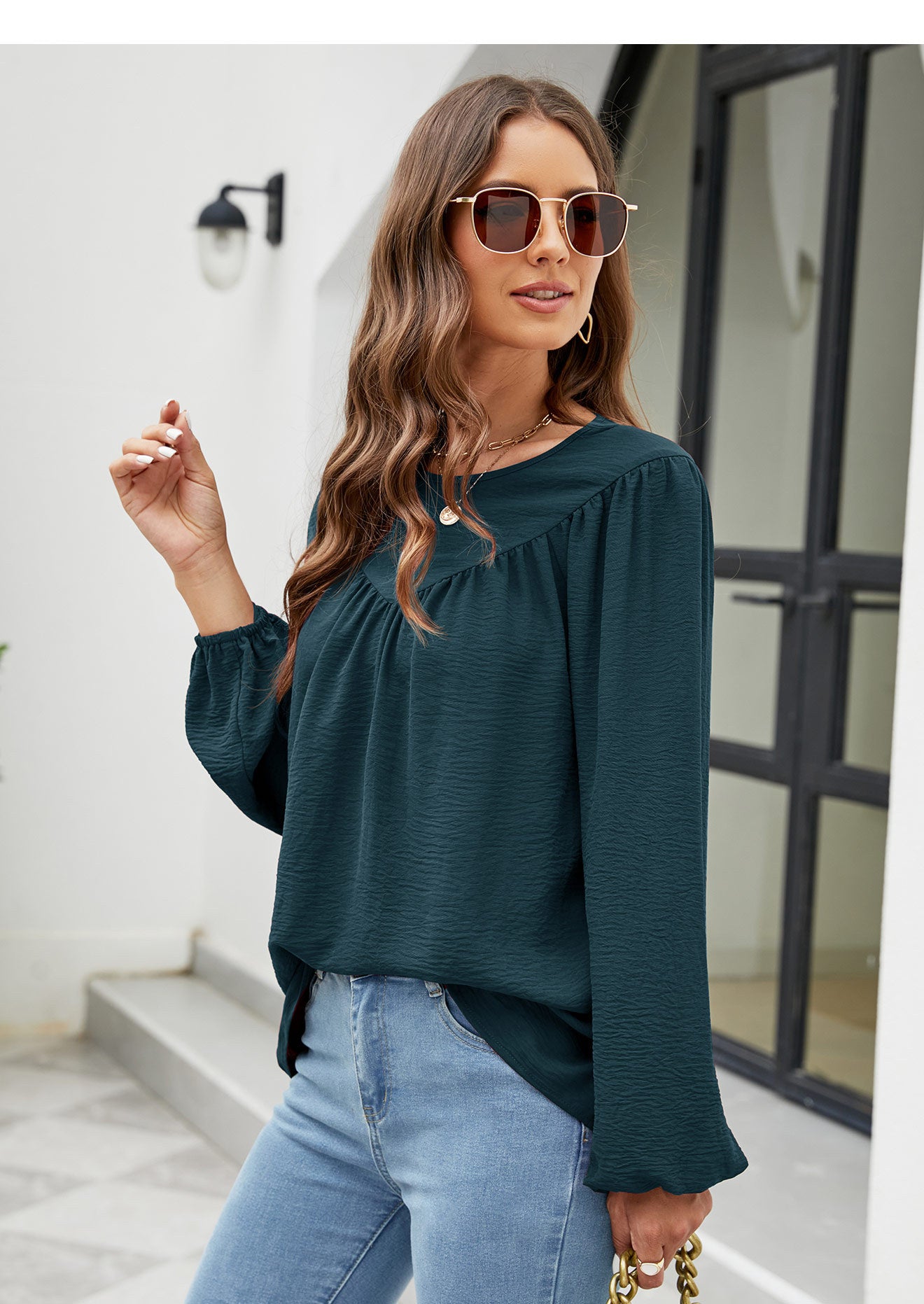 Lantaarnmouw Chiffon Shirt Top