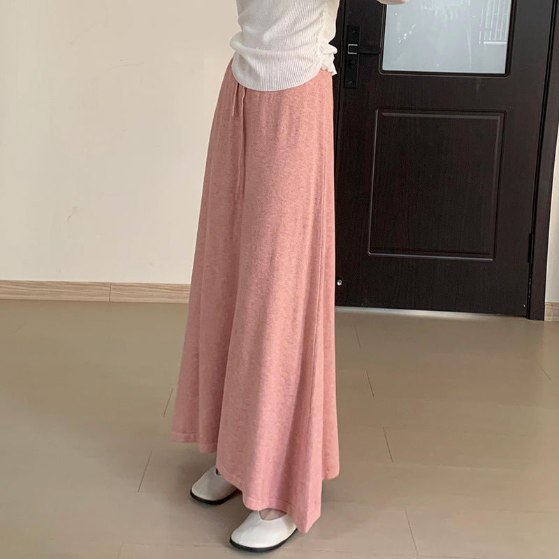 Comfortable All Matching Knitted Waist Slimming Mid Length Skirt