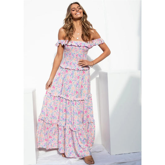 Vestido cruzado en el pecho con estampado floral, fresco y dulce