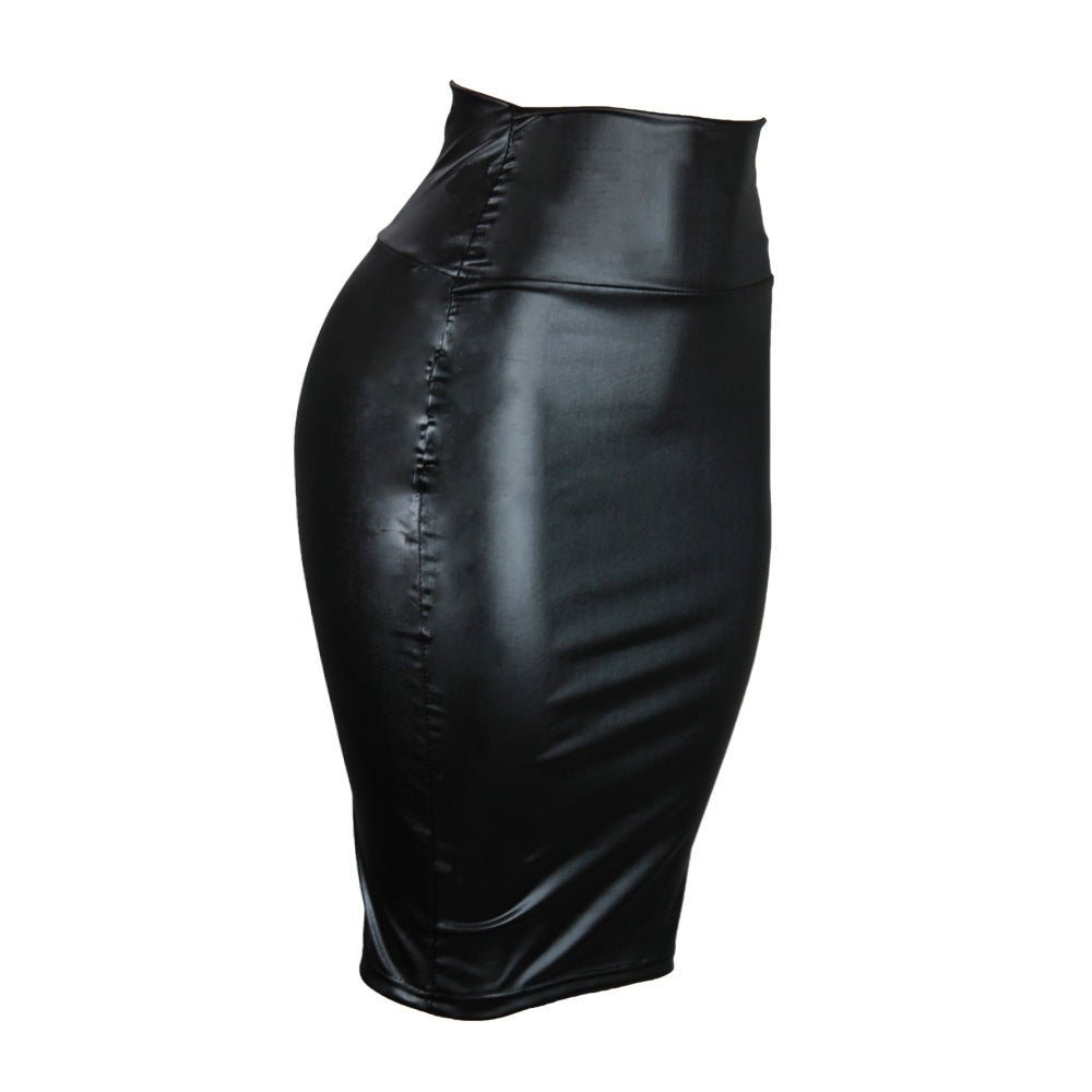 Faux Leather Hip Sexy High Waist Stretch plus Size Skirt