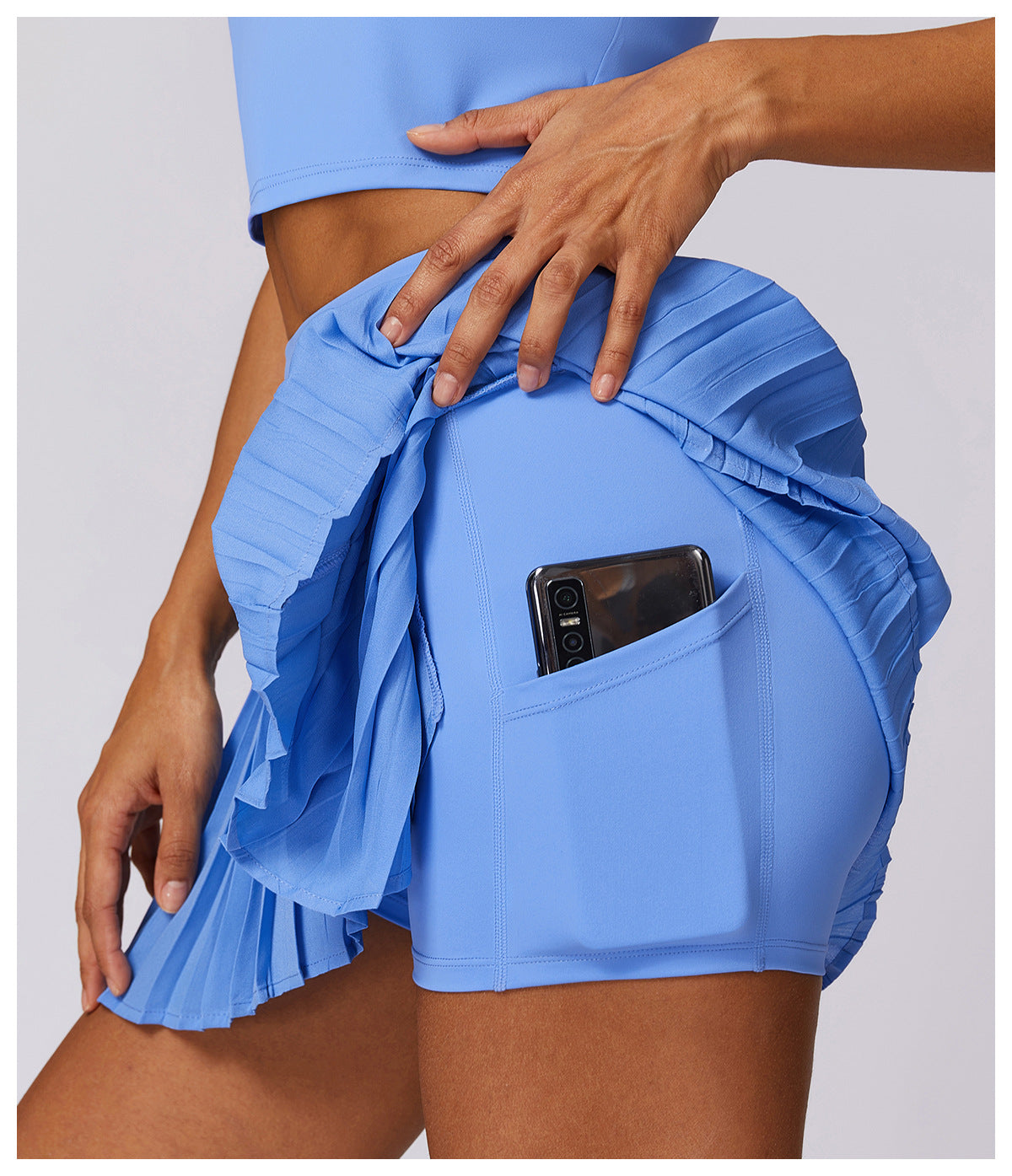 Falda de fitness antiexposición de culottes de tenis de secado rápido de dos piezas sintéticas