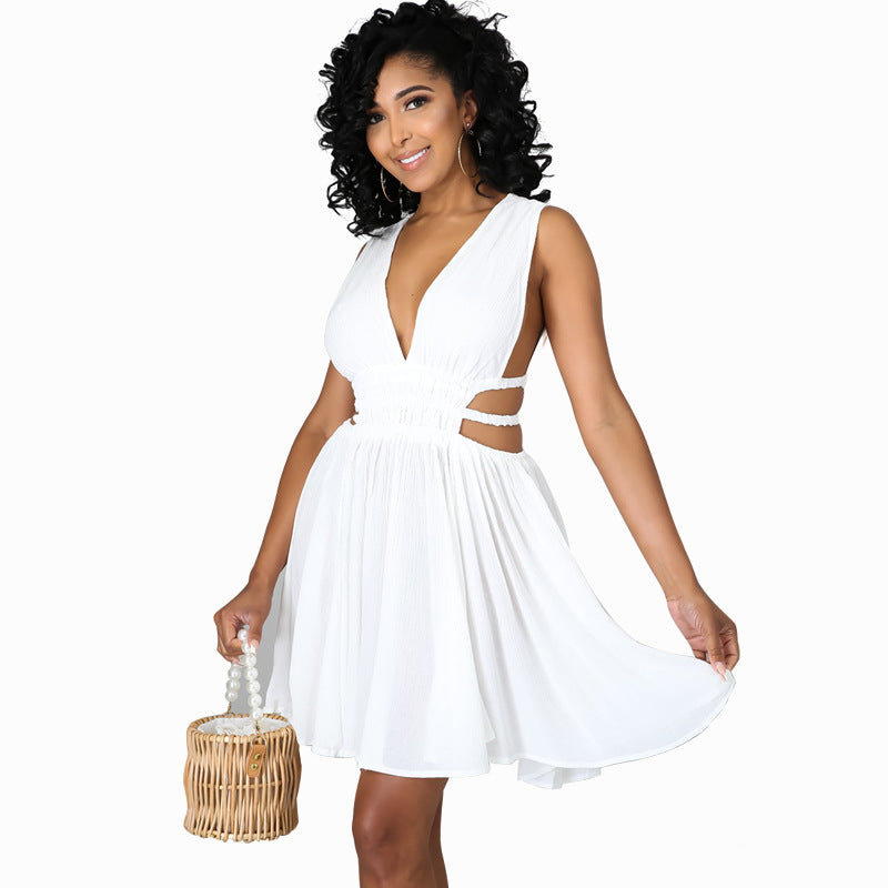 V Neck Beach Summer Vacation Dress