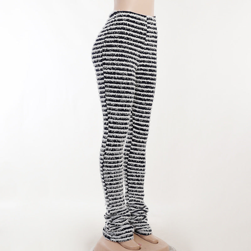 Woolen Striped Sexy Slim Pants