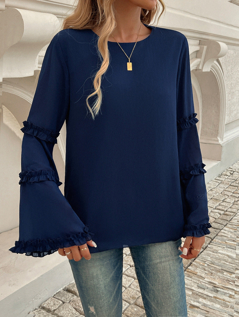 Elegant Loose Flared Long-Sleeved Shirt