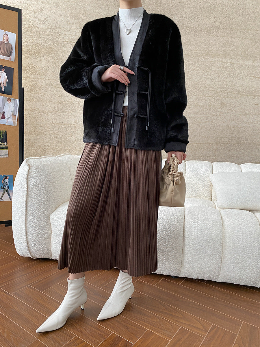 Office A Line Pleated Skirt