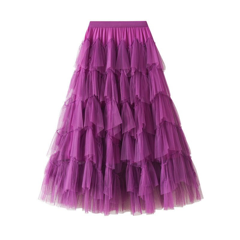 Spring Tiered Dress Mesh Long Skirt