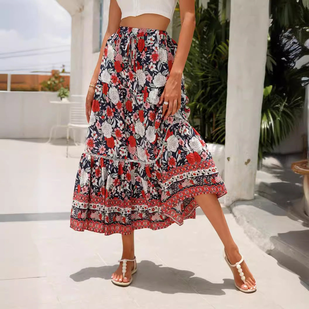 Rayon Bohemian Beach Vacation Skirt