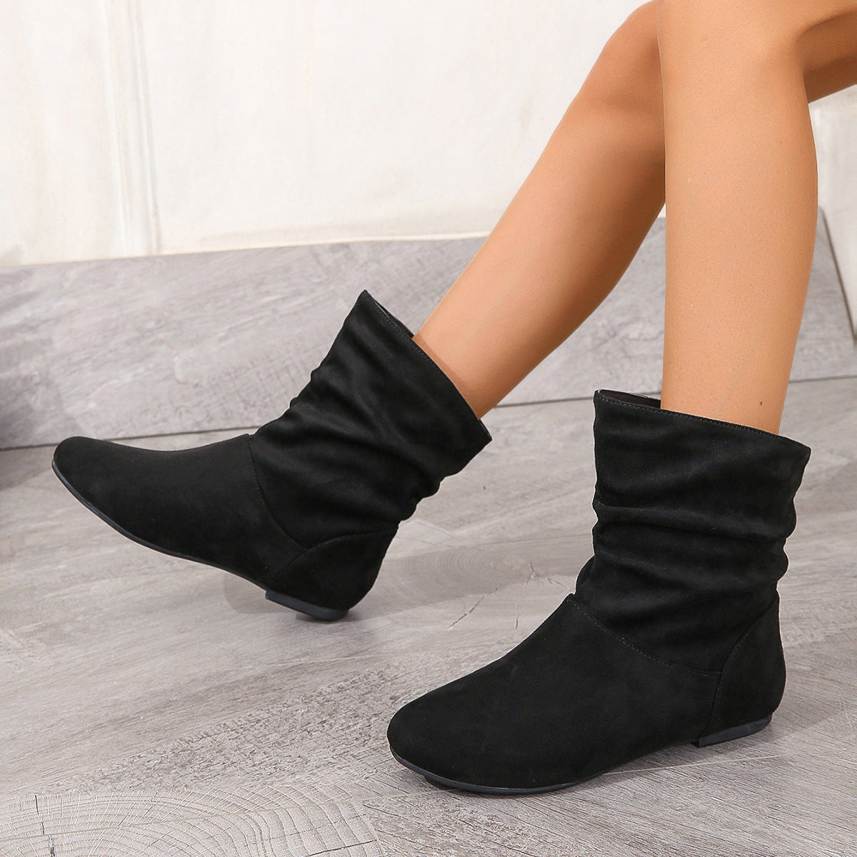 Slip On Casual Pile Stretch Ultra Low Boots