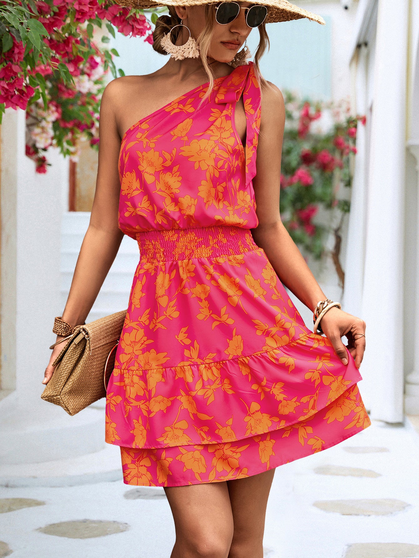 Summer Sloping Shoulder Dress