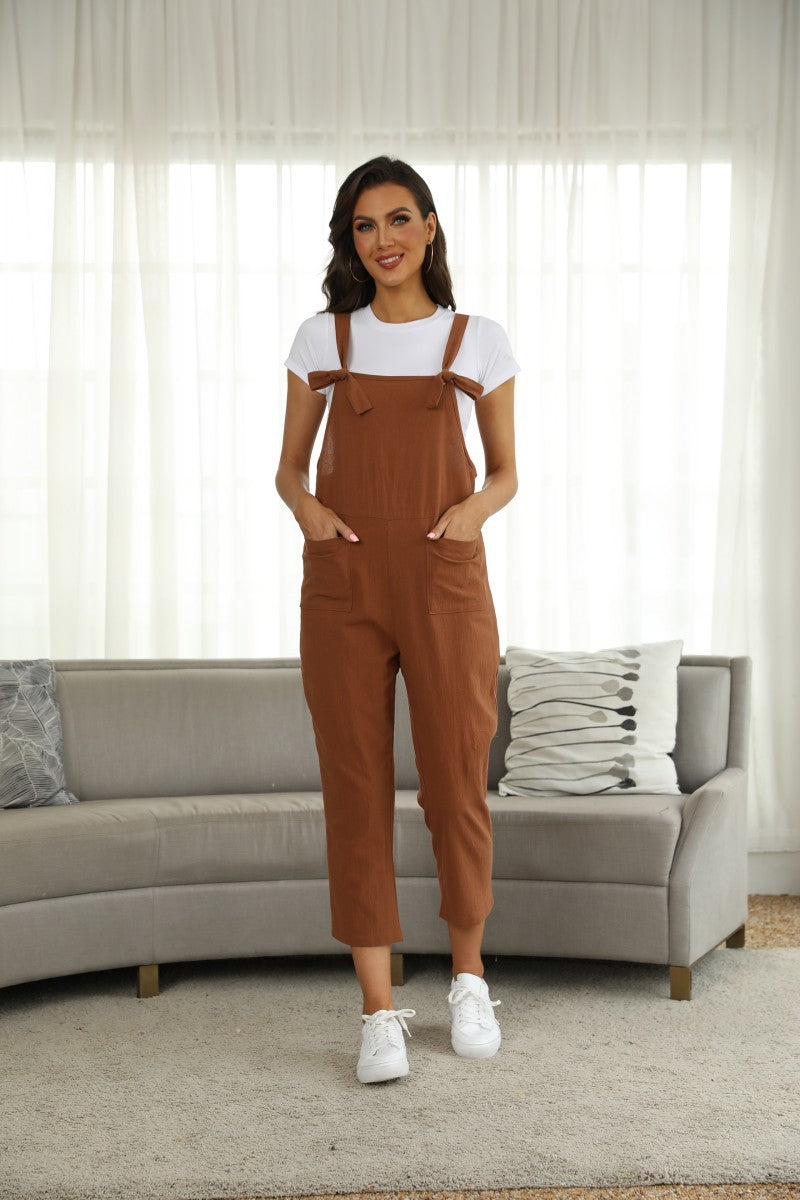 Cotton Linen Casual Trousers Jumpsuit