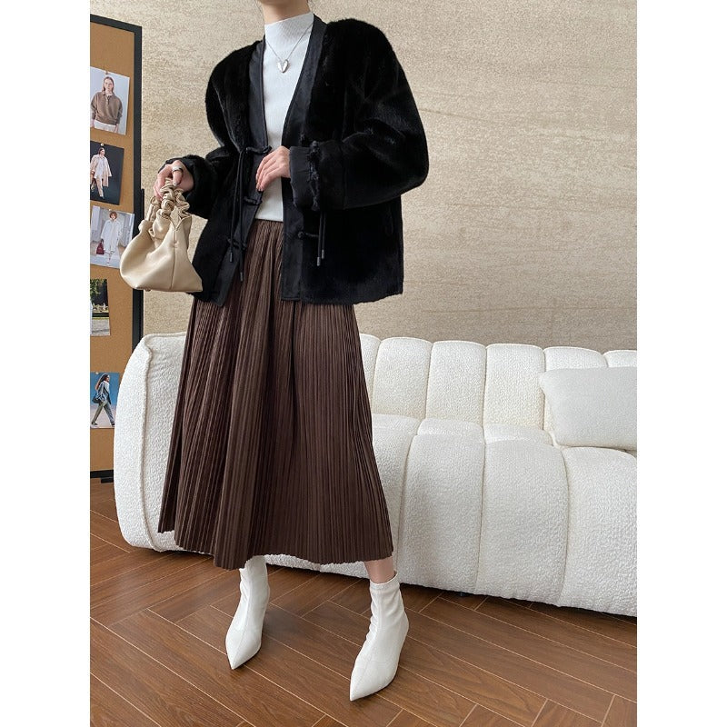 Office A Line Pleated Skirt