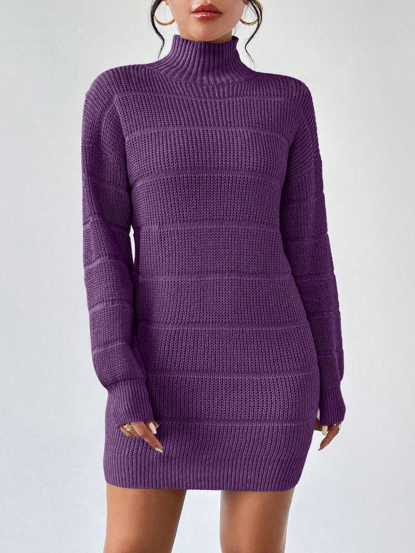 Half Turtleneck Knitted Sexy Dress