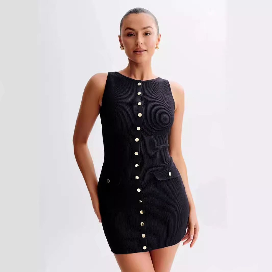 Elegant Sleeveless Round Neck Mini Dress