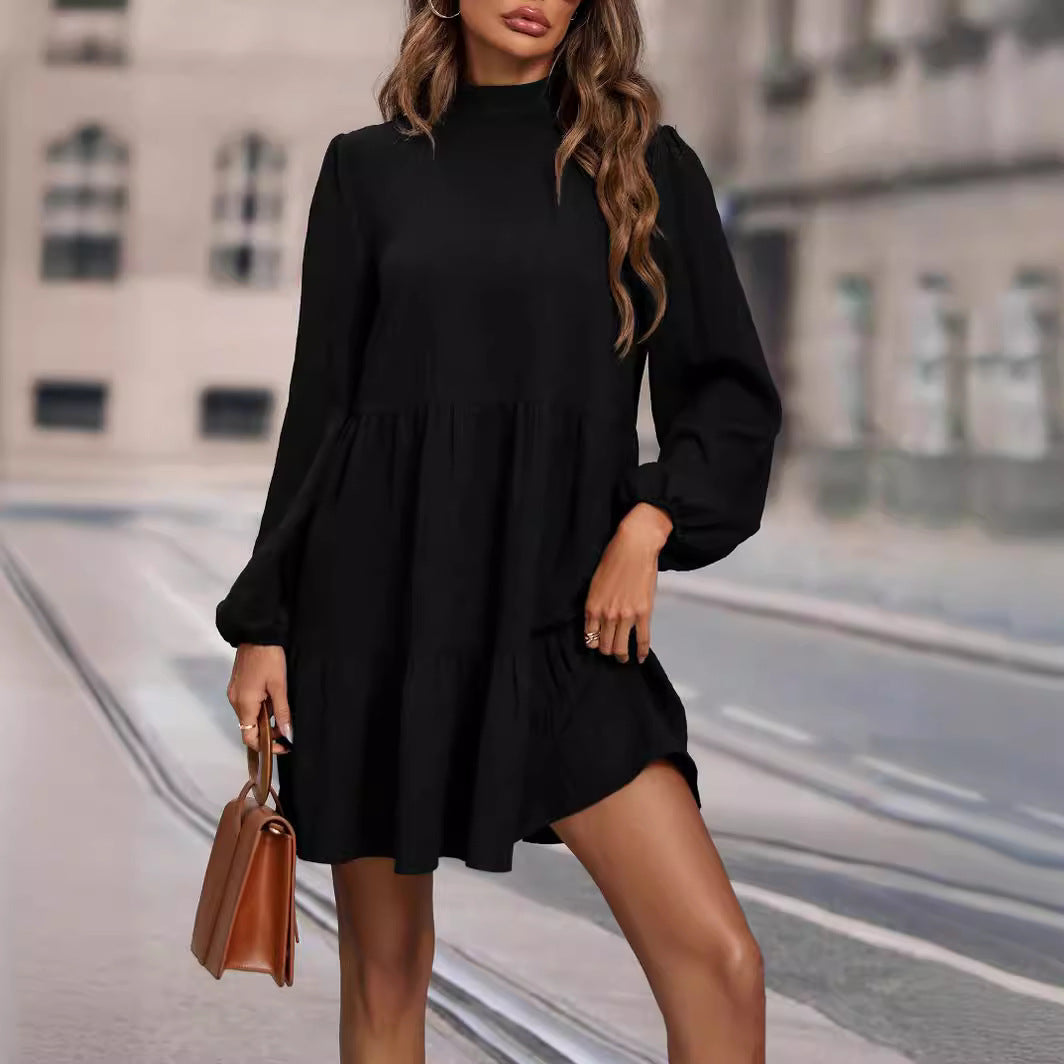 Loose Round Neck Long Sleeved Dress