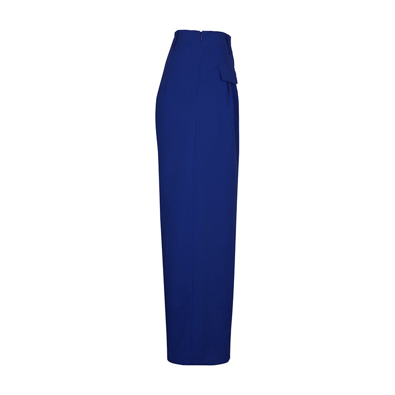 Slim Fit Slimming Blue Wide Leg Pants