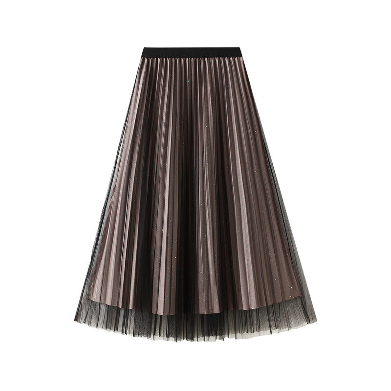 Bright Silk Pleated Skirt