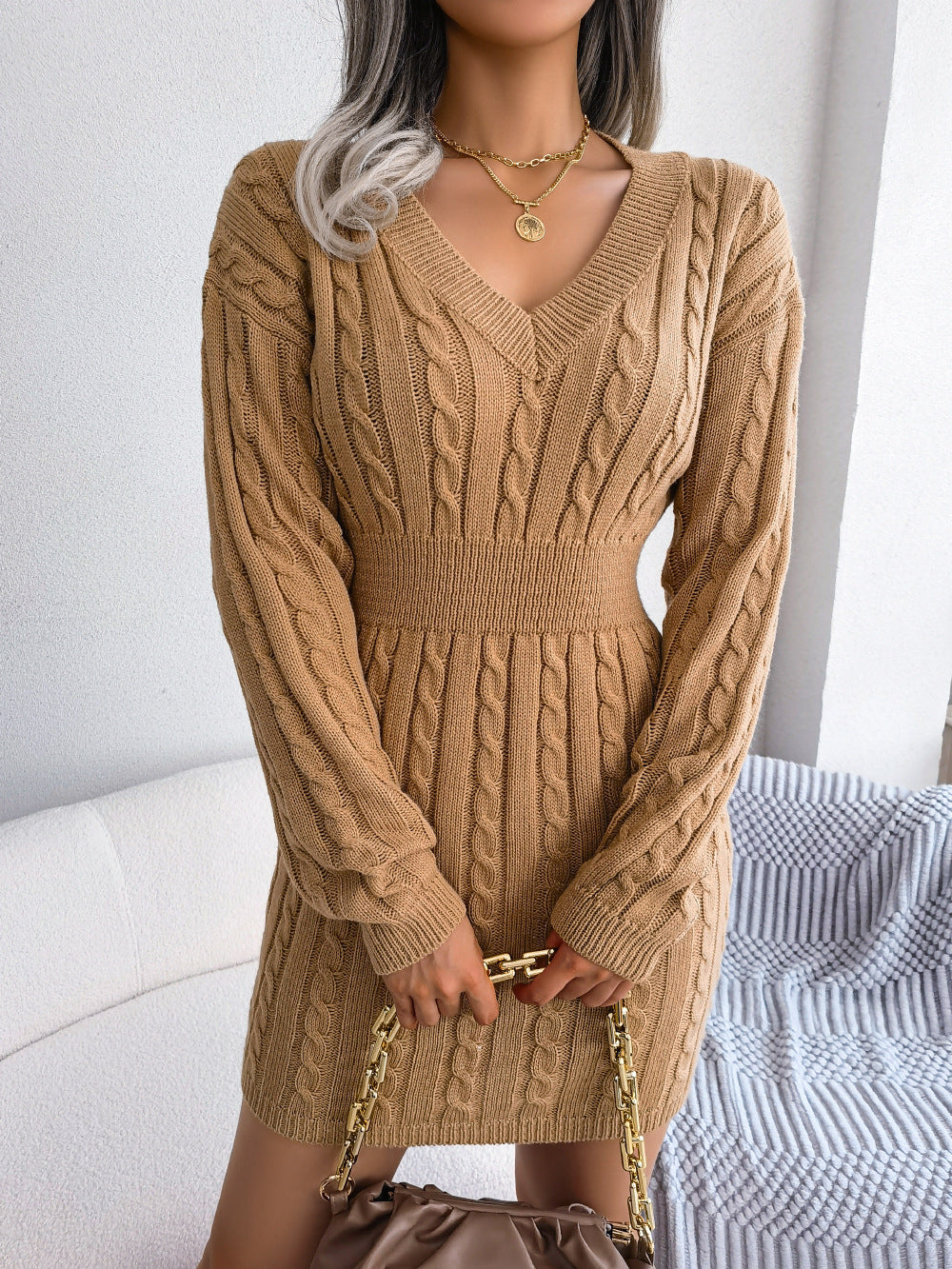 Twist Sheath Sweater Dress