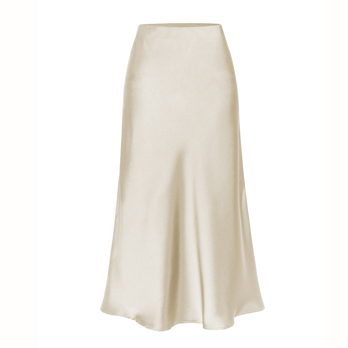 Satin Elastic High Waist Slit Midi Skirt