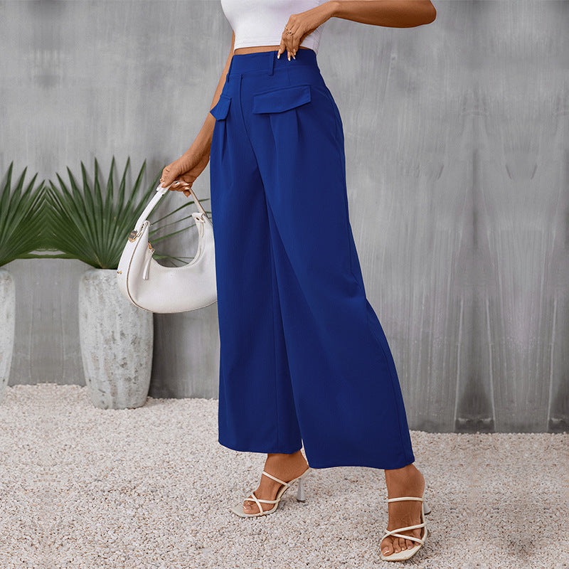 Slim Fit Slimming Blue Wide Leg Pants