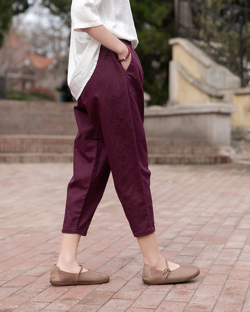 Summer Artistic Cotton Linen Casual Pants