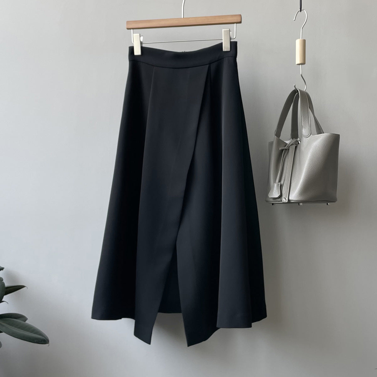 Elegant High Waist Office Slit A line Midi Skirt