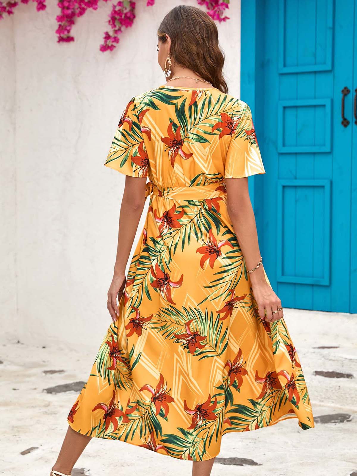 Midi-jurk met print en split
