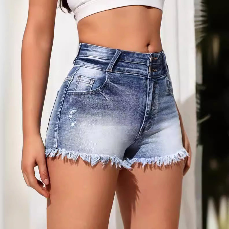 Jeansshorts mit hoher Taille