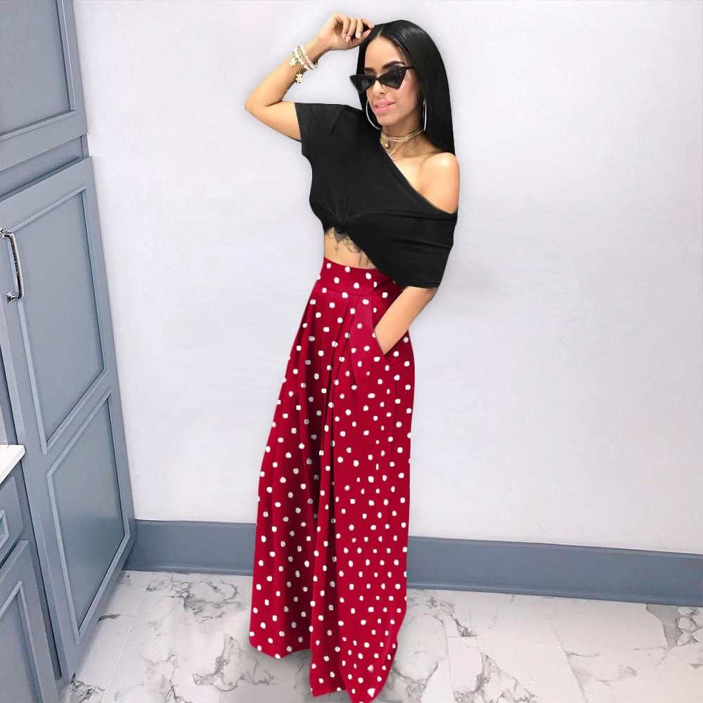 Printed Flared Wide Leg Casual Pants