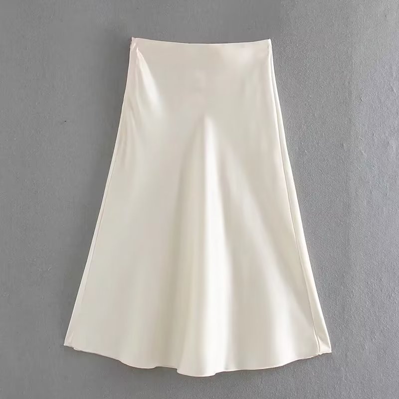 Summer Satin Long Sleeve Shirt Waist Mid Length Dress Set
