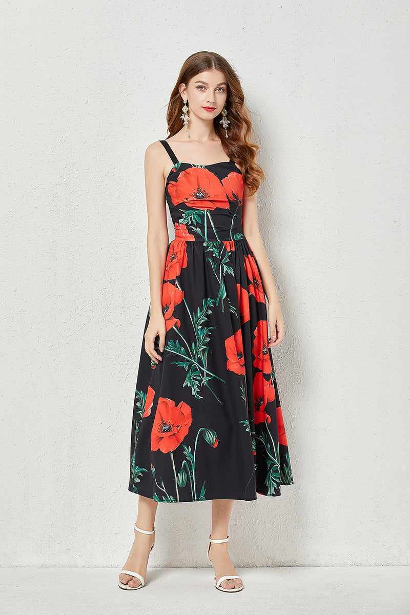 Cami A-lijn maxi-jurk met print