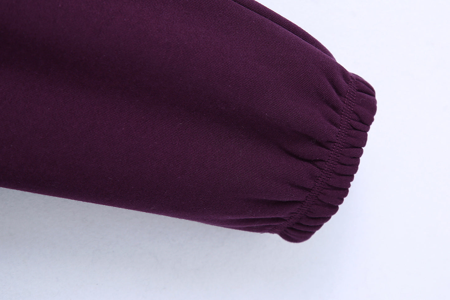 Purple Thick Pure Cotton Looped Fabric Elastic Waist Drawstring Knit Casual Sweatpants