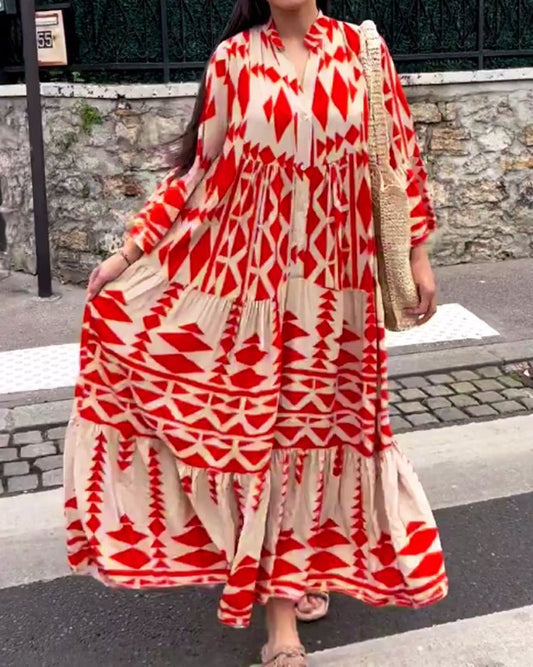 Robe imprimée à manches longues pour femme