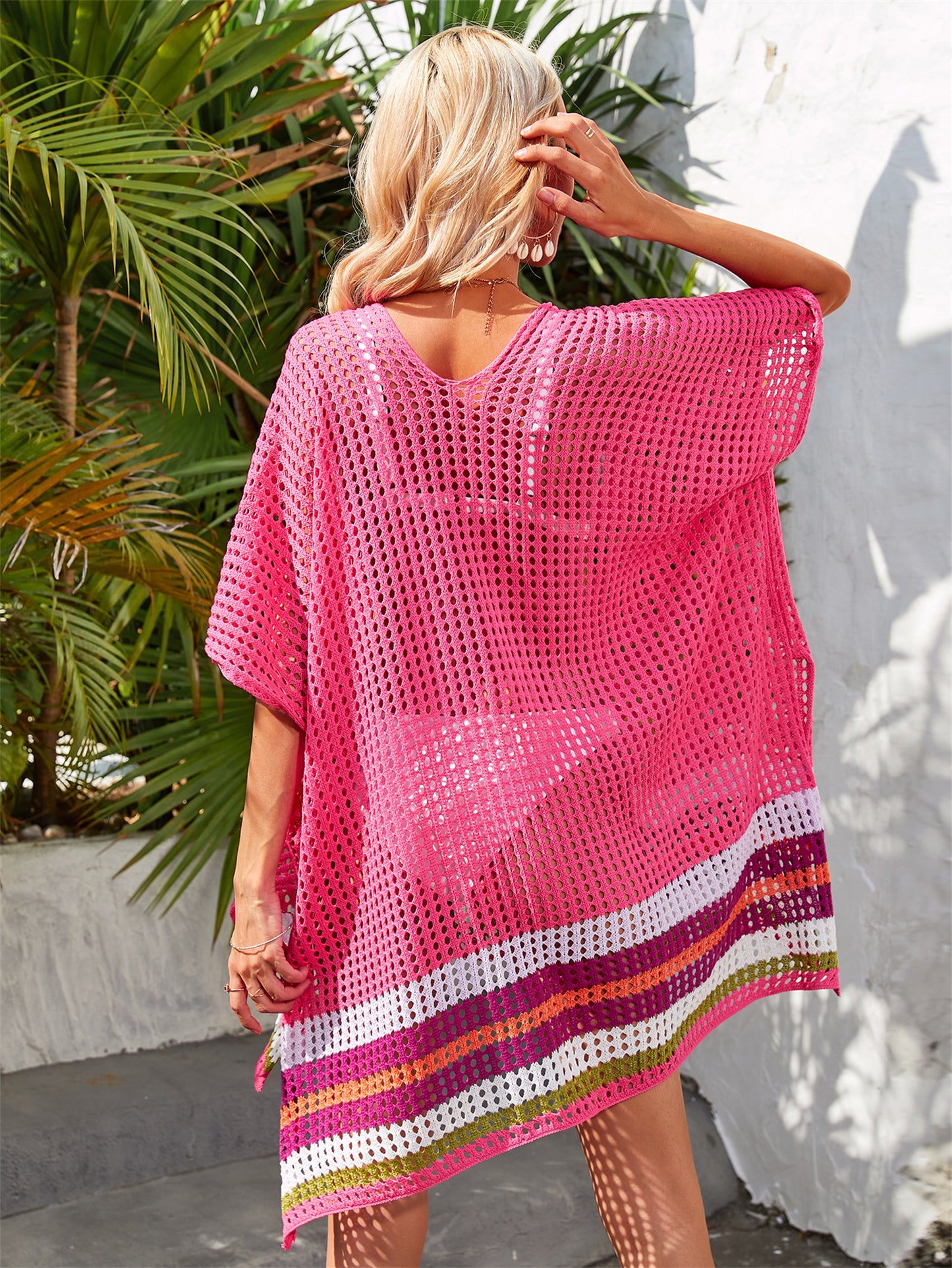 Loose Beachwear Stitching Hollow Out Cutout Out Beach Cover Up