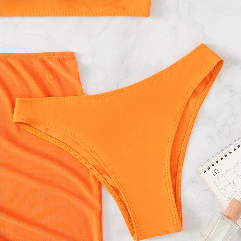 Three Piece Set Solid Color Summer Sun Protection Bikini