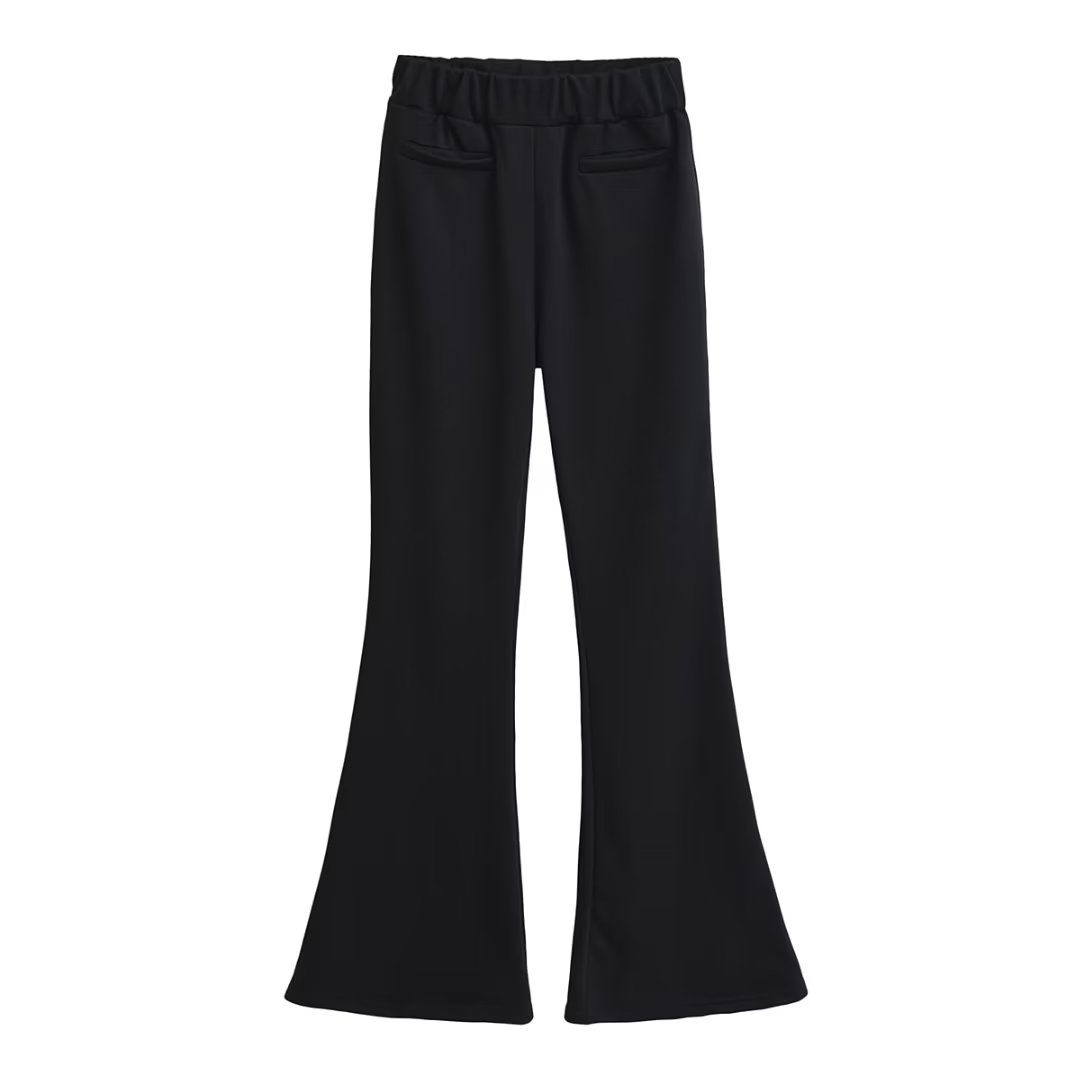 Elastic Waistband Lace up Bell Bottom Pants