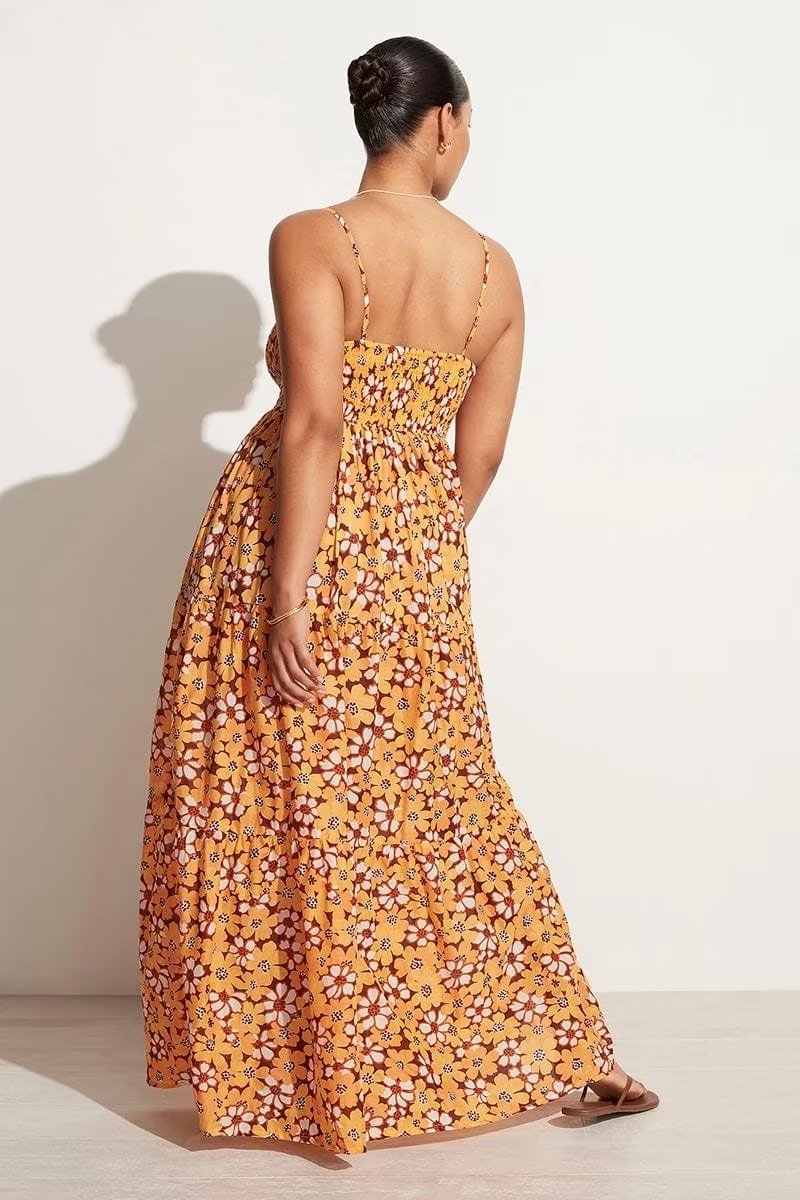 Sexy Slit Printed Dress