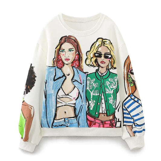 Sweatshirt mit Rundhalsausschnitt und Aufdruck „French Girl“.