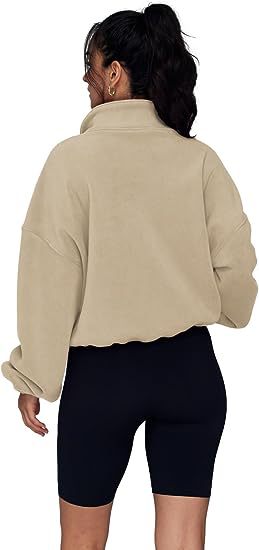 Sweat-shirt en polaire à col montant et ourlet à cordon de serrage