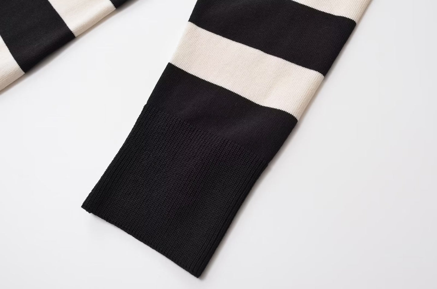 French Striped Slim Knit Long Sleeve Dress