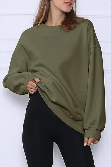 Round Neck Loose Casual Fleece Lined Oversized Sweatshirt