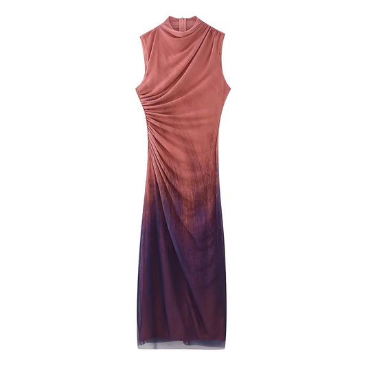 Elegant Street Silk Net Printed Dress