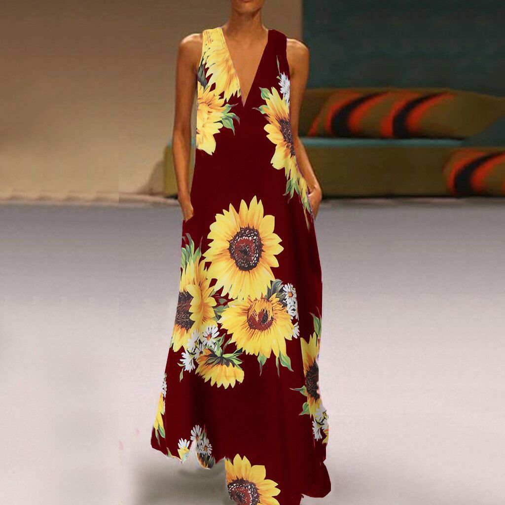 Bohemian Printed Sunflower Dress