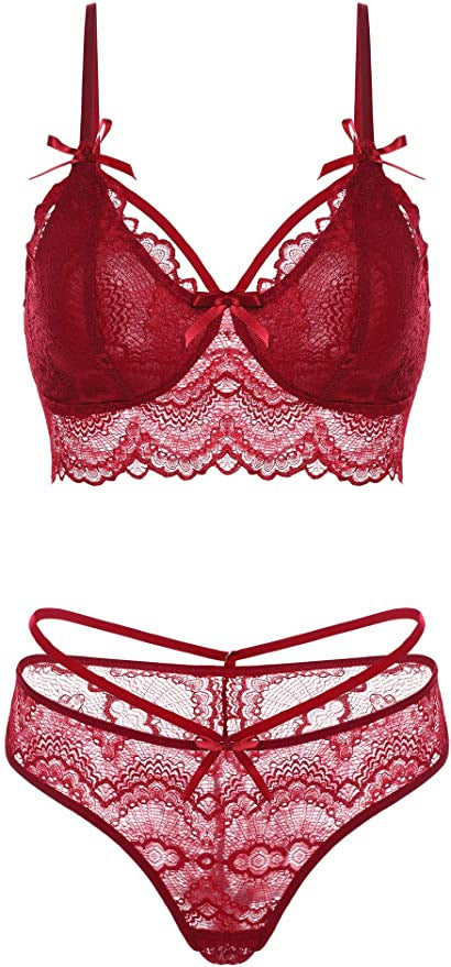 Verbrede Lace Edge Sexy Diepe V Plunge Bh Set