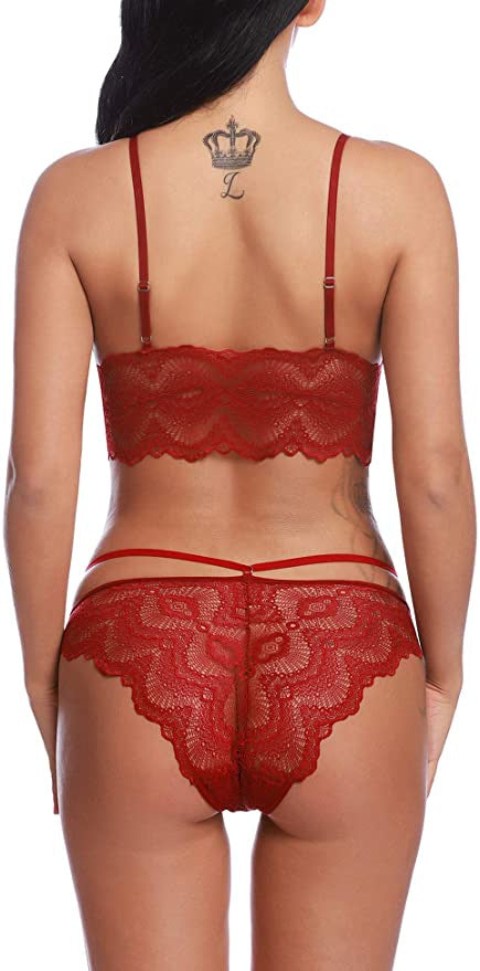 Verbrede Lace Edge Sexy Diepe V Plunge Bh Set