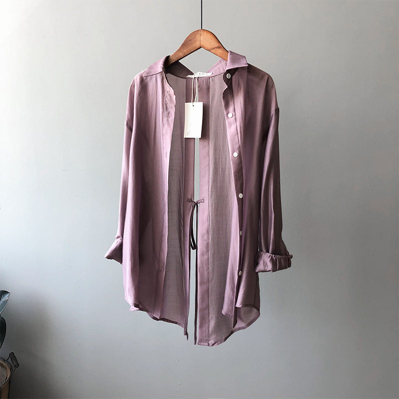 Double Solid Color Backless Sneaky Design Loose Shirt