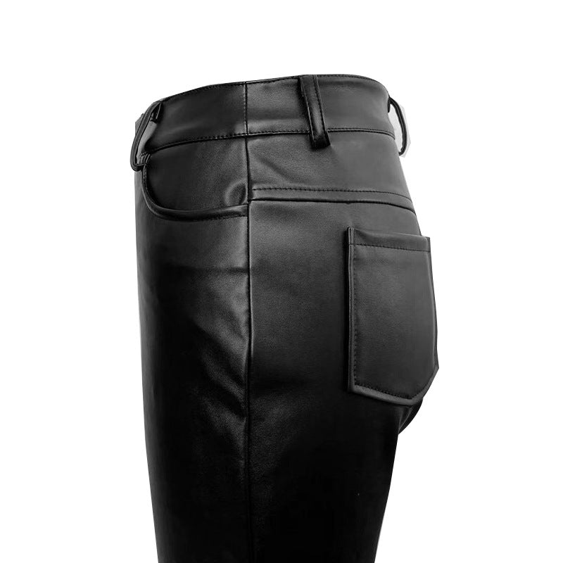 High Waist Slimming Tight Faux Leather Pants