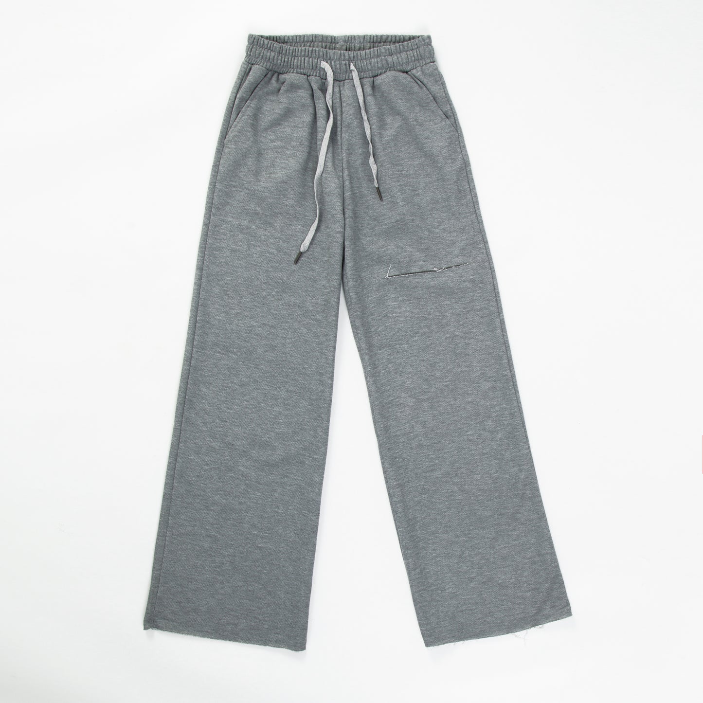 Pantalones deportivos de trapeador alargados rectos con agujeros sueltos de color sólido
