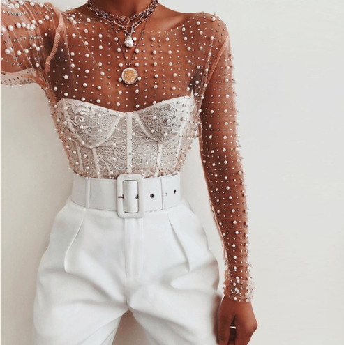 Sexy See-through Lace Shirt – Fashally.com