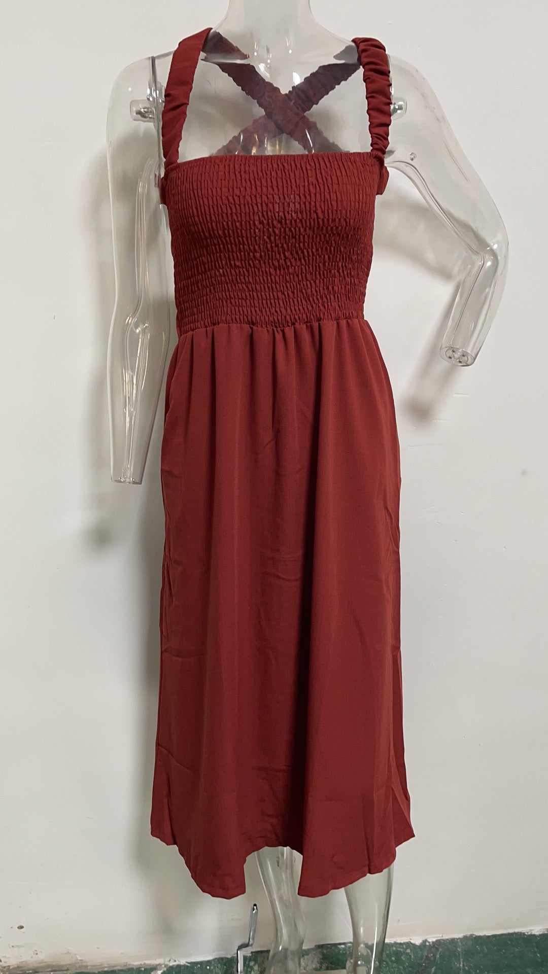 Maxi Casual Solid Color Cotton Linen Sleeveless Dress