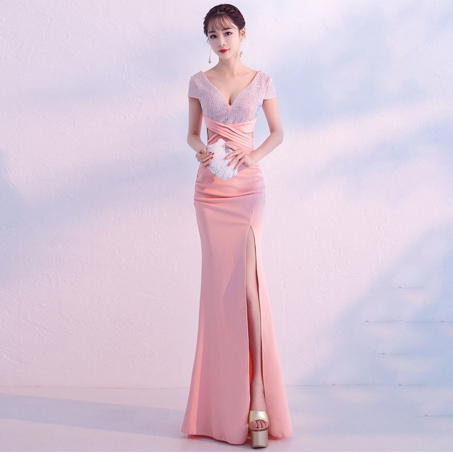 Generous Long Slim Fit Fishtail Elegant Lady Host Dress